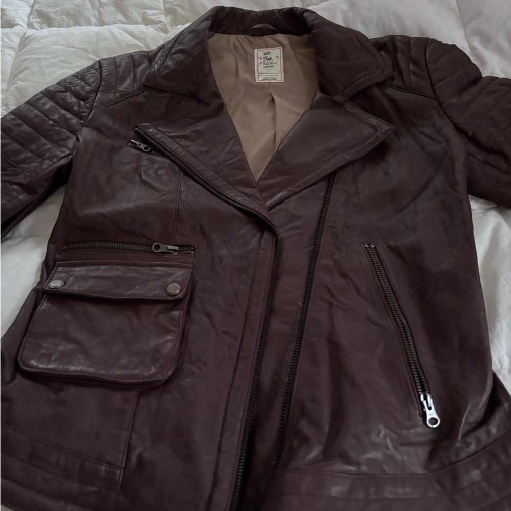 Free People Deep Burgundy Leather Jacket - Picture 6 of 9